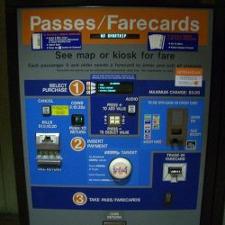 A  Washington subway farecard machine.