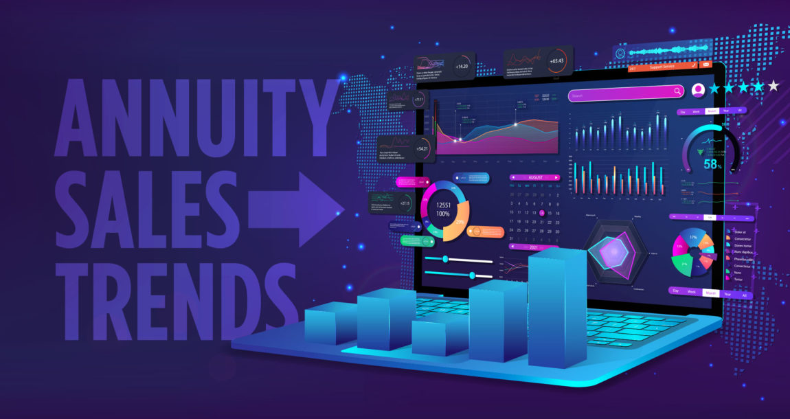 Image shows the words "Annuity Sales Trends" in front of data imagry