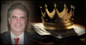 The image shows Phillip Wasserman and a picture of a crown. 'Annuity King' begins defense after judge denies acquittal motion.