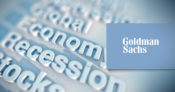 Goldman Sachs logo in front of the words: Global Economic Recession Stocks.