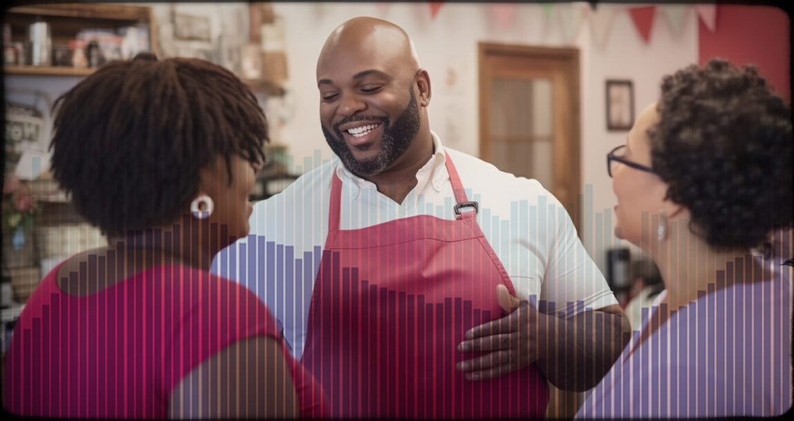 Image showing a small business owner with two customers.
