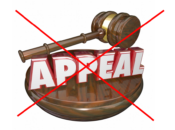 Image of a gavel and word "Appeal" with a large red "X" through the word. DOL drops appeal of court decision tossing out portion of rollover regulation.