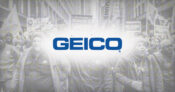Image shows the Geico logo over a generic background photo of workers.