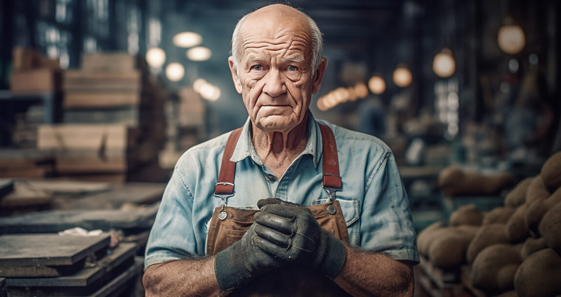 Image of older worker in a factory-type setting looking very concerned. Retirement confidence of American workers dropping, study says.