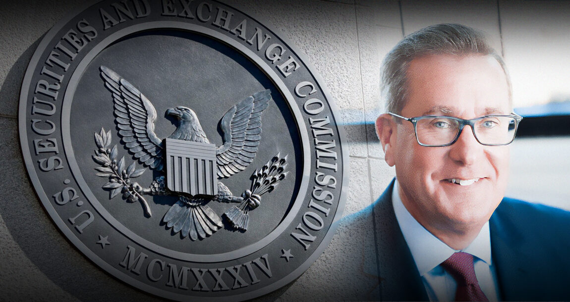 Image shows Jeffrey Cutter beside the SEC logo