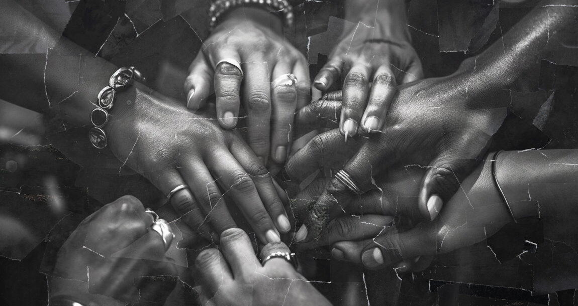 Image of many black people holding hands, forming a circle. Empowering African American agents to remain in the game.