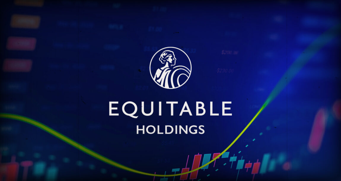 Equitable Holding logo, with graphs showing both rise and fall. A mixed bag for Equitable's Q2 earnings.