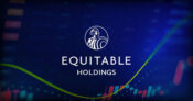 Equitable Holding logo, with graphs showing both rise and fall. A mixed bag for Equitable's Q2 earnings.