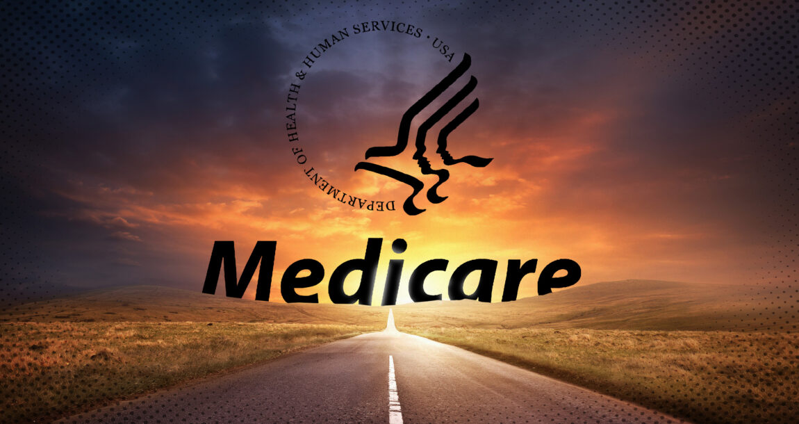 The word "Medicare" superimposed above the image of a sunrise.