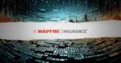 Image of a landscape with an overlay of digital icons, with the words "MAPFRE Insurance" superimposed.