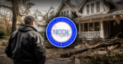 Image shows the NCOIL logo over top of a picture of house damage.