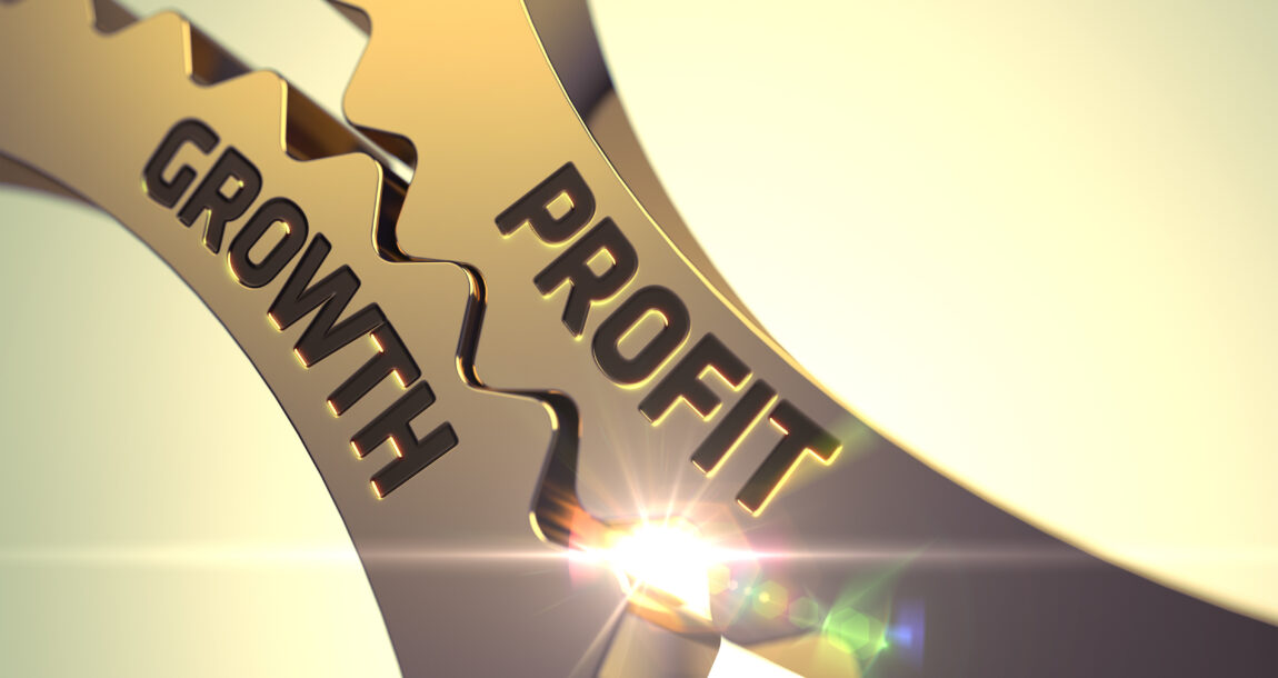 Image showing 2 interlocking gears, with the words "Profit" and "Growth" on them. MRA: Profitable Growth Top of Mind for Executives in the Life Insurance Industry.