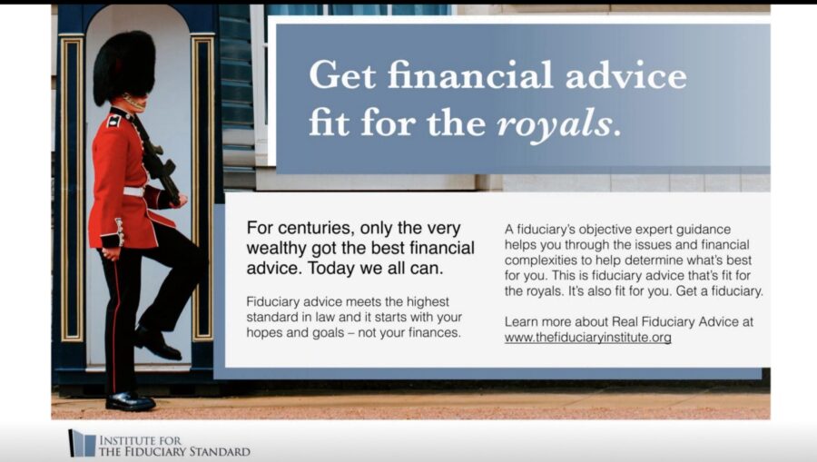 IFS advertisement saying "Get financial advice fits for the royals."