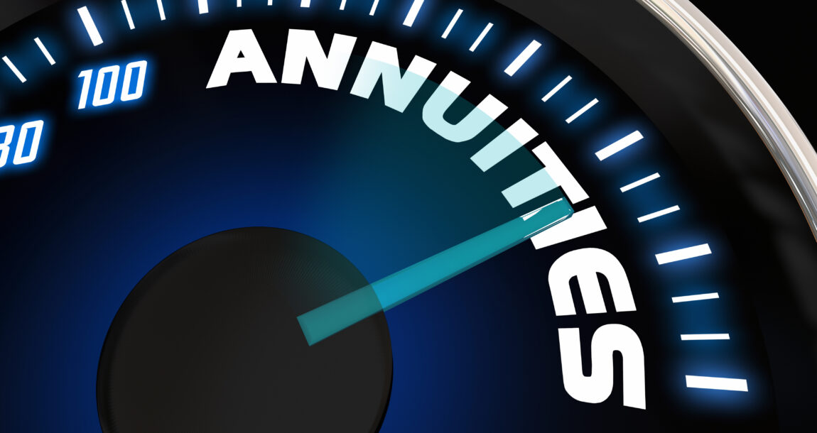 Image shows the word "annuities" affixed on a speedometer.