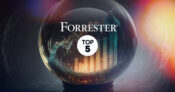 Image of a crystal ball containing charts and graphs, with "Forrester, Top 5" superimposed.