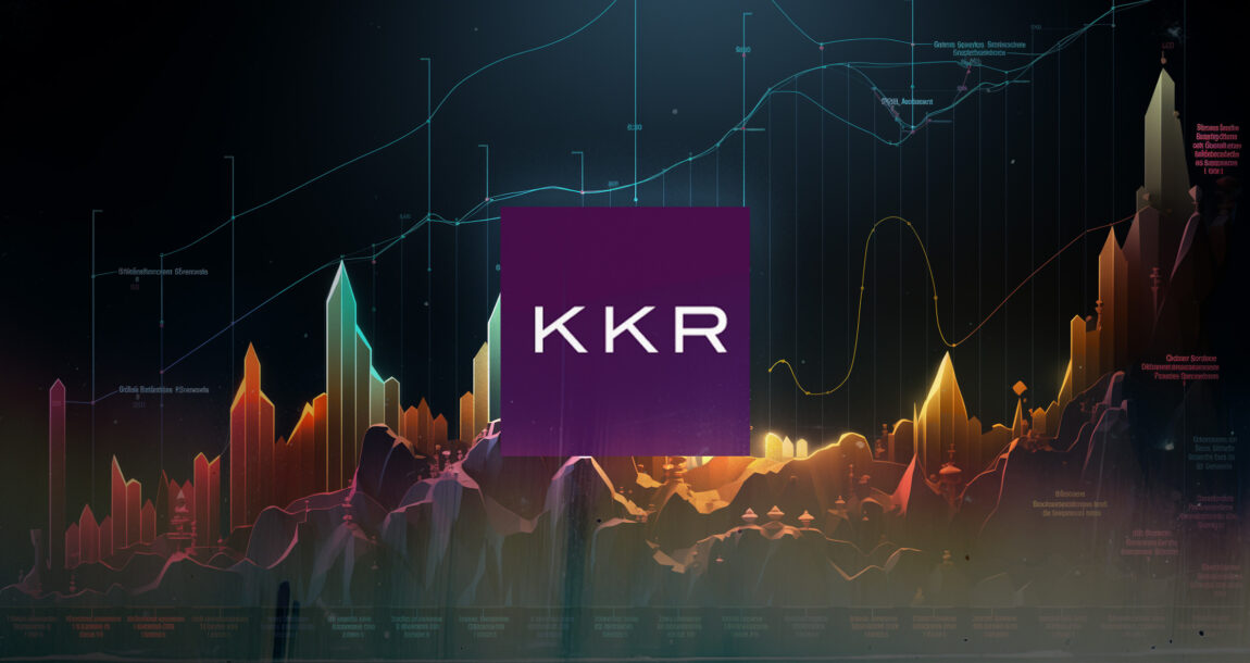 Image shows a general market growth background with the logo for KKR in front.