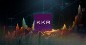 Image shows a general market growth background with the logo for KKR in front.