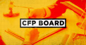 Image shows the CFP logo over a a pair of hands filling out a form.