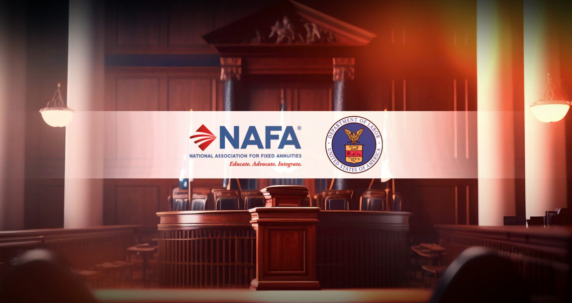 Image shows the NAFA and DOL logos in a courtroom scene