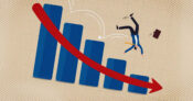 Illustration of a figure tumbling down a downward trending graphic.