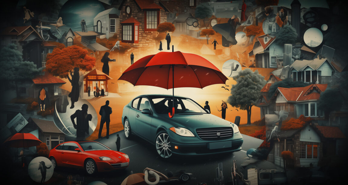 Image shows a car under an umbrella.