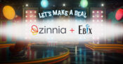 Image shows the Zinnia and Ebix logos, with the phrase "Let's Make a Deal" overhead.