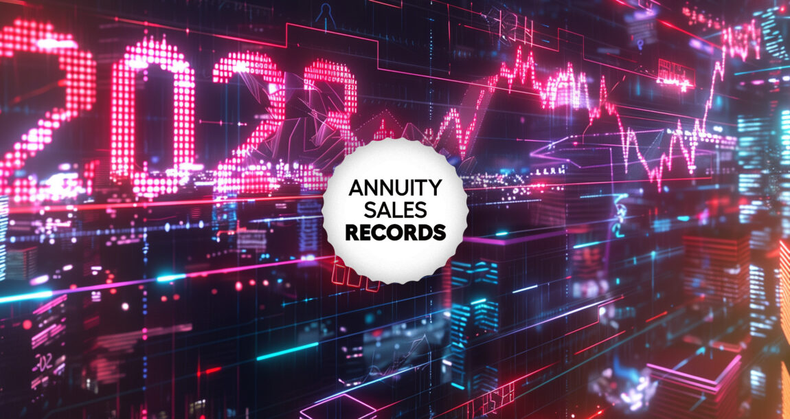 Image shows the year 2023 in the background and the words "Annuity Sales Records" in front.