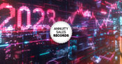 Image shows the year 2023 in the background and the words "Annuity Sales Records" in front.