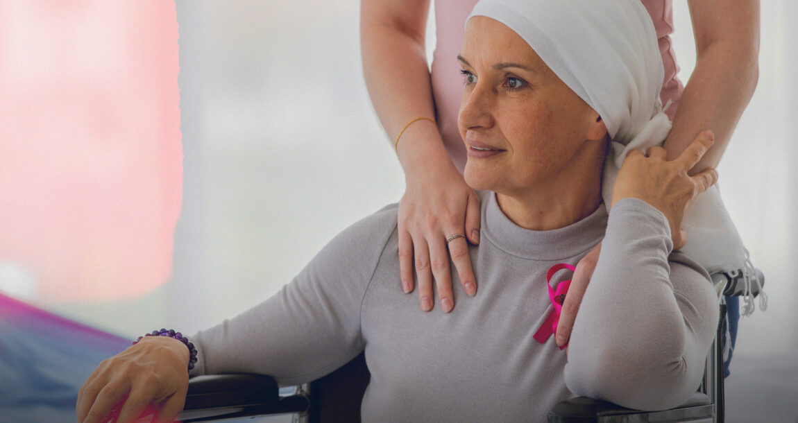 Image of young women in a wheelchair wearing a head scarf. Cancer-cases-are-skewing-younger--How-one-insurer-is-responding.