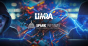 Illustration showing some suspicious figures ni the shadows against a background of financial documents and graphs, with the LIMRA and Spark Institute logos overlaying the image. LIMRA-SPARK-Institute-gear-up-to-launch-intensive-fraud-fighting-strategy.