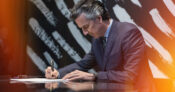 Illustration showing Calif. Gov. Newsom signing bill. California Gov. Newsom signs best-interest annuity sales bill.