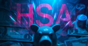 Image of money surrounding a piggybank with the letters "HSA" overlaying the image. Most-HSA-owners-taking-distributions-but-few-are-investing.