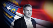 Image shows Greg Lindberg and the North Carolina flag.