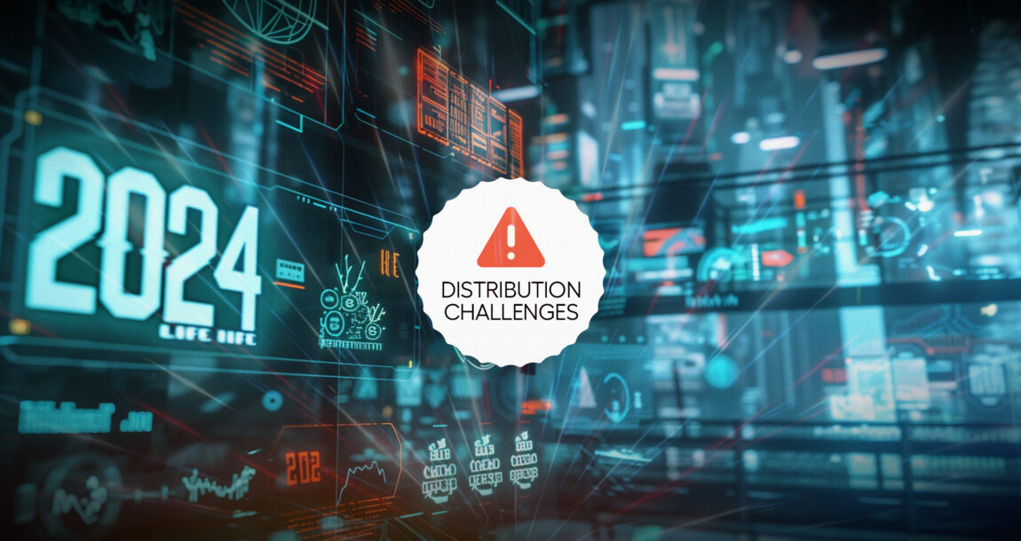 Image shows the year 2024 in the background with the words, "Distribution Challenges" in front.