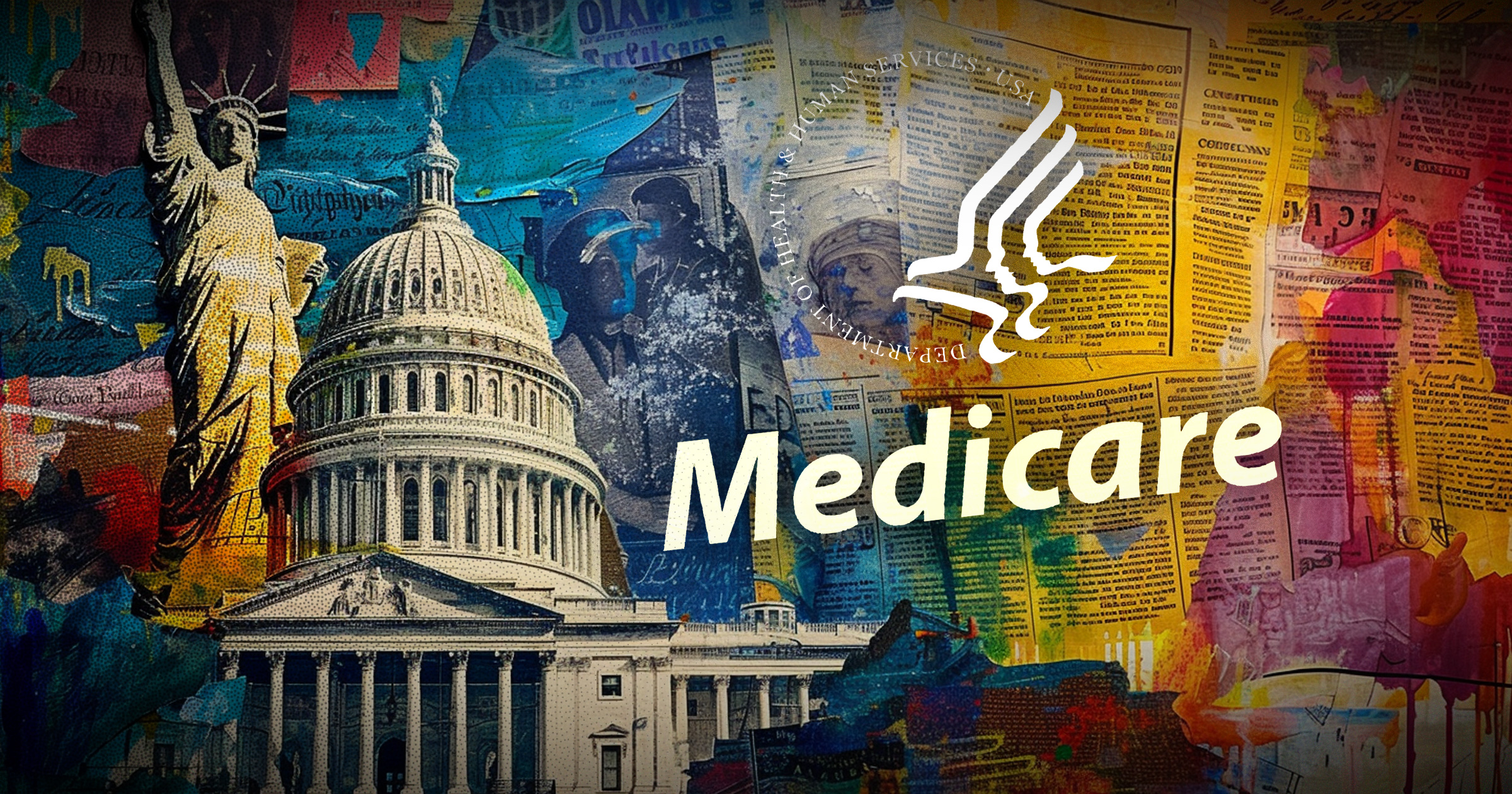 Illustration of the Capitol building with a pastiche of symbols of Americana, overlapped by the Medicare logo. Proposed-Medicare-Advantage-regulations-would-impact-broker,-FMO-compensation.