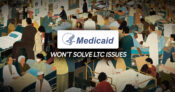 Illustration showing many people receiving long-term care. Experts-say-Medicaid-wont-solve-Americas-long-term-care-problem