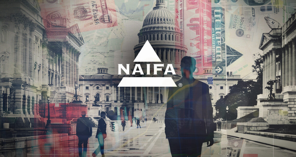 Illustration of figures walking near Washington, D.C. landmarks such as the Capitol and the Lincoln Memorial. NAIFA-members-discuss-financial-security-at-the-Capitol.