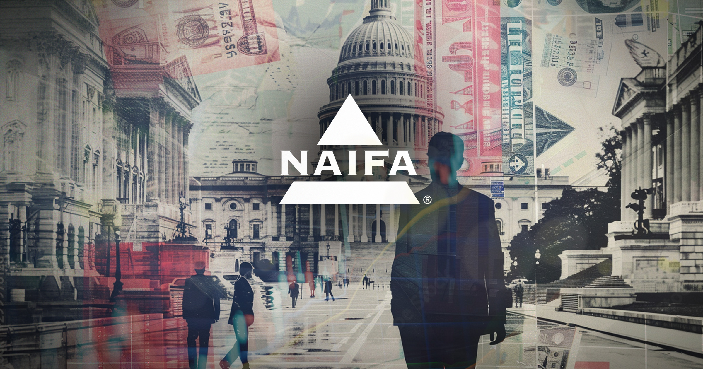 Illustration of figures walking near Washington, D.C. landmarks such as the Capitol and the Lincoln Memorial. NAIFA-members-discuss-financial-security-at-the-Capitol.