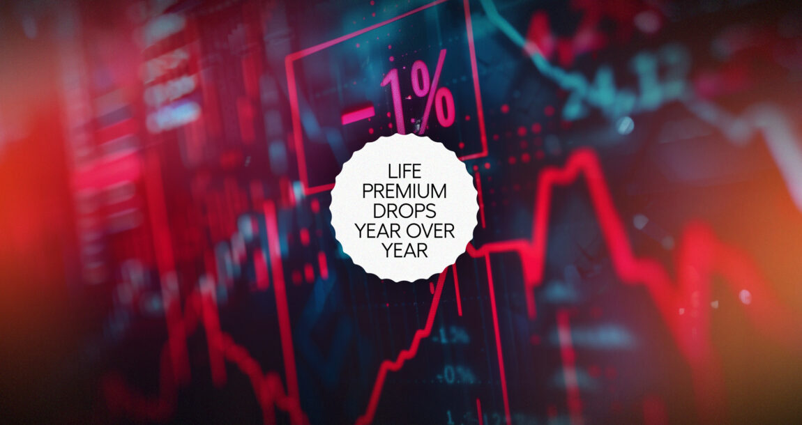 Image shows the words, "Life Premium Drops Year Over Year."