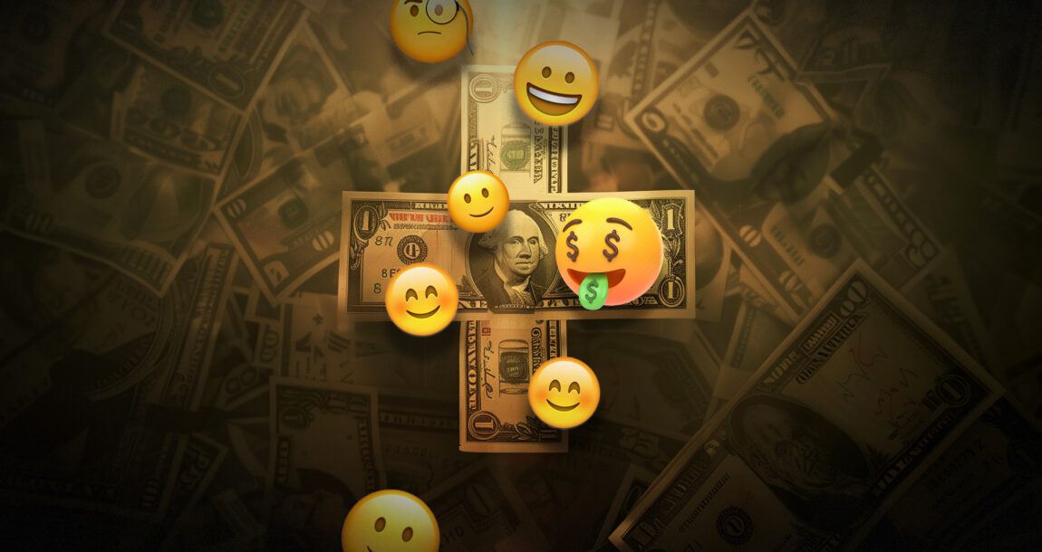 A series of bills with happy faces overlapping them. Whats-behind-the-optimism-surrounding-the-Medicare-trust-fund.