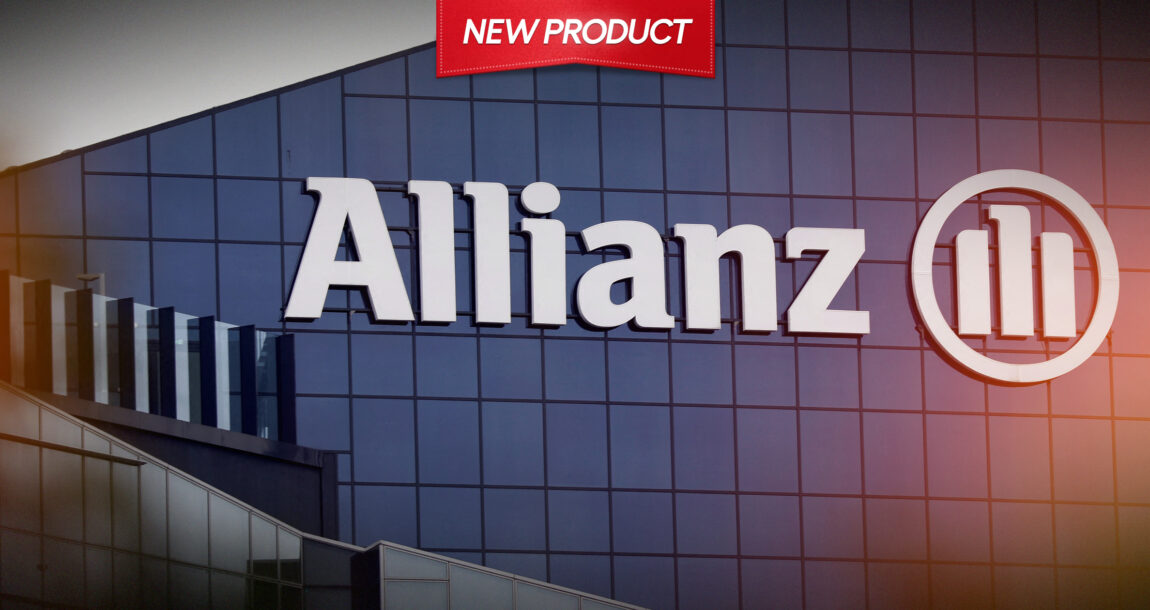 Image shows the Allianz building with the words, New Product."