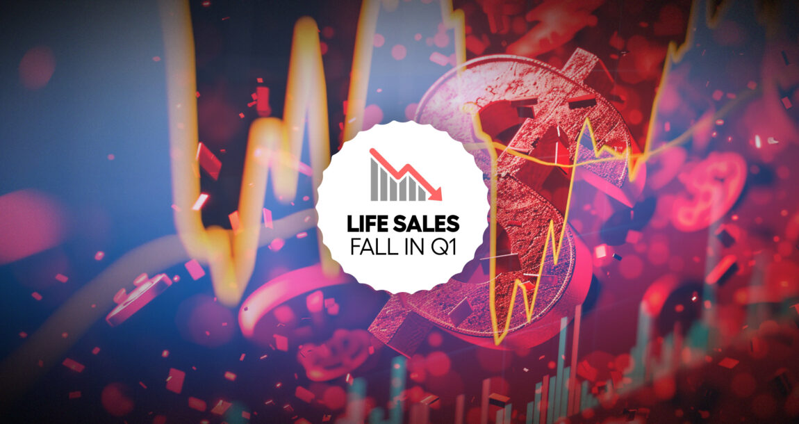 Image shows the words "Life Sales Fall In Quarter."