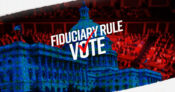 Image of Congress as the backdrop with the words "Fiduciary Rule Vote" overlaying the image. Bill-to-kill-fiduciary-rule-heads-for-congressional-vote.