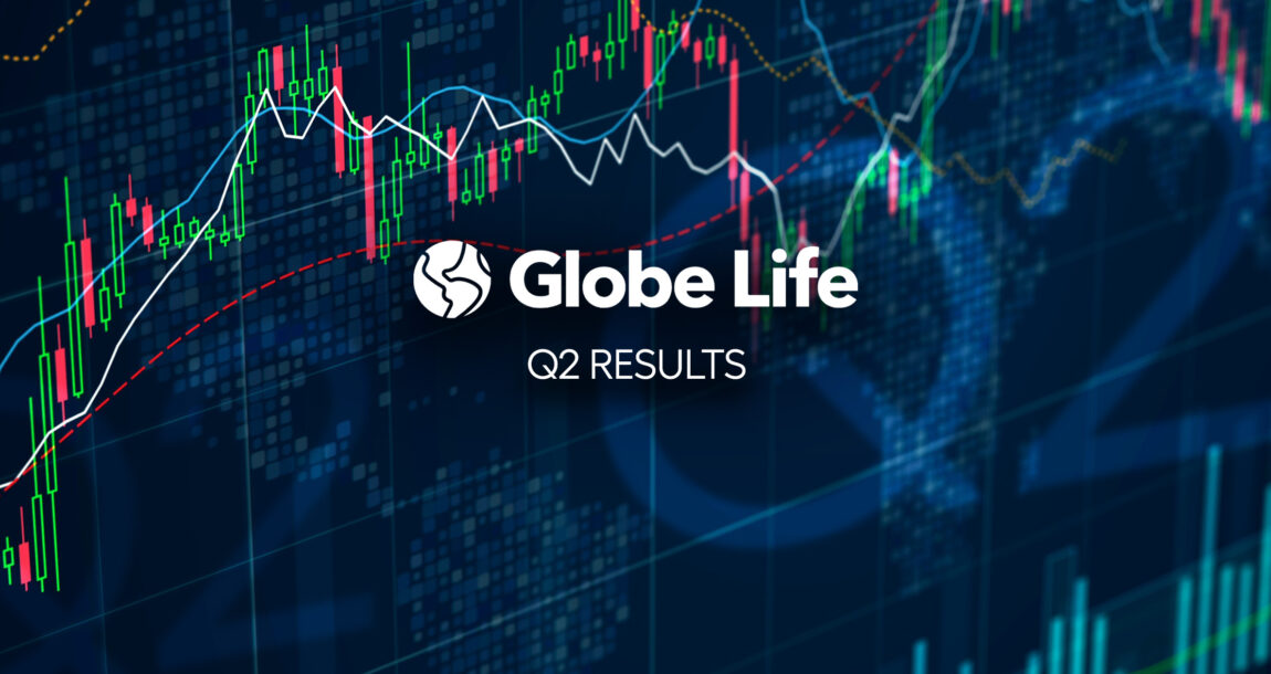 Image shows the Globe Life logo and the words "Q2 results."