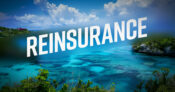 Image shows an ocean scene and the word "reinsurance."
