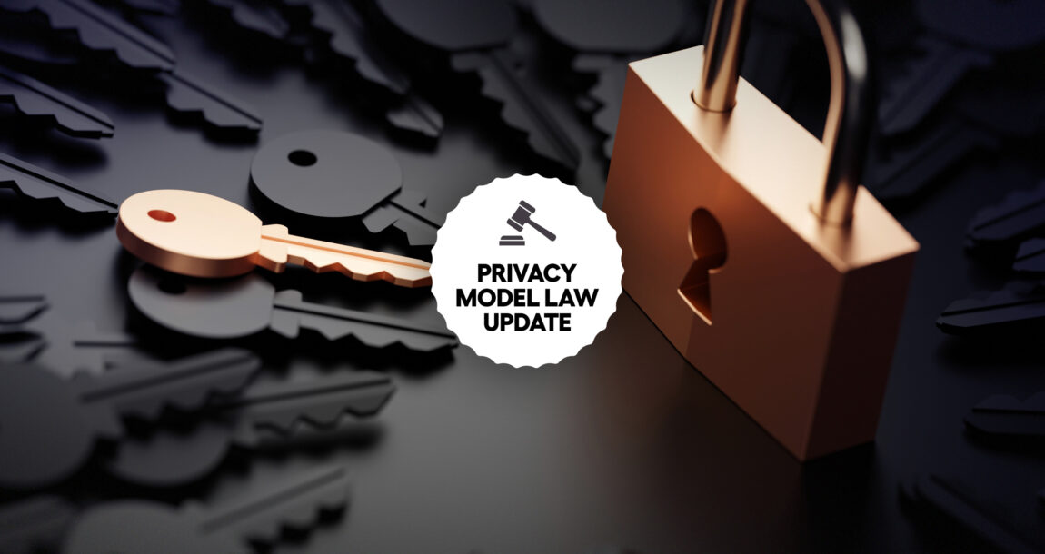 Image shows several keys and the words "Privacy Model Law Update."