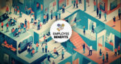 Illustration of workers and symbols representing employee benefits. Whats-influencing-the-employee-benefits-landscape.