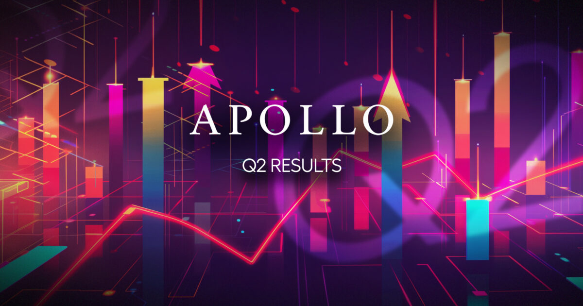 Image shows the Apollo Global Management logo and the words "Q2 Results."