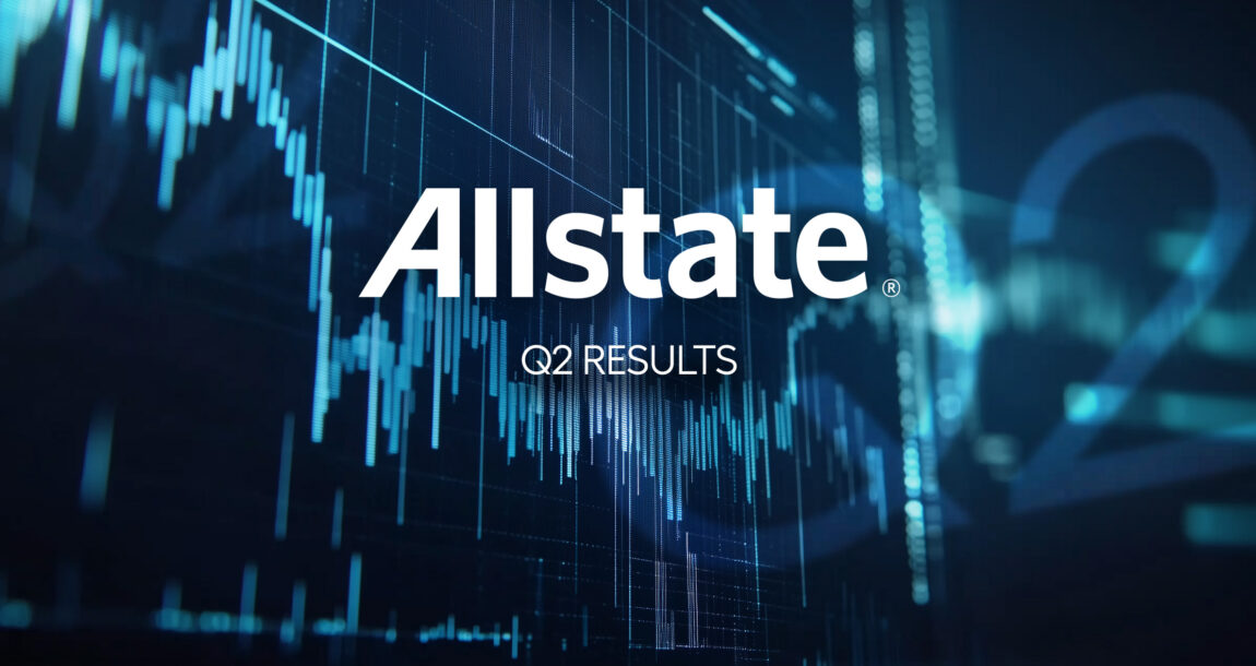 Allstate logo against a graphic showing financial graphs. allstate-Q2-earnings-results.