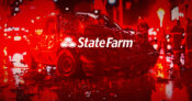 Photo illustration of a damaged automobile with the State Farm logo overlaying the image. Appeals-court-partially-overturns-judgment-in-State-Farm-class-action-lawsuit.